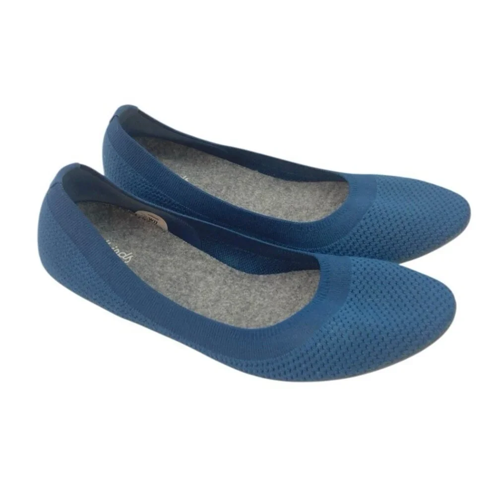 *Allbirds Tree Breezer Ballet Flat Womens Size 11 Blue Fabric Knit Slip On Shoe - Picture 3 of 10